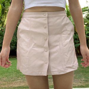 Pink Leather Button Down Skirt from Forever 21